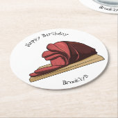 Ham Cartoon-Abbildung Runder Pappuntersetzer (Angewinkelt)