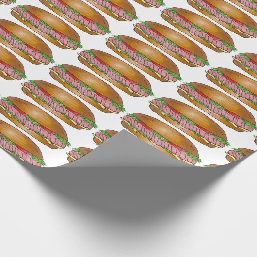 Ham Cheese Sub Hoagie Grinder U-Boot Sandwich Geschenkpapier (Ecke)