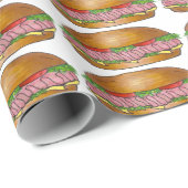 Ham Cheese Sub Hoagie Grinder U-Boot Sandwich Geschenkpapier (Rolleneckpunkt)