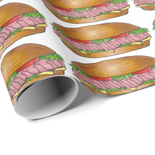 Ham Cheese Sub Hoagie Grinder U-Boot Sandwich Geschenkpapier (Rolleneckpunkt)