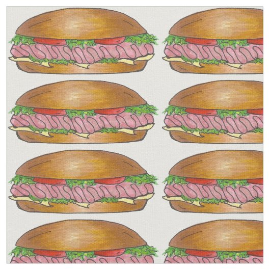 Ham Cheese Sub Hoagie U-Boot Sandwich Fabric Stoff (Nahaufnahme)