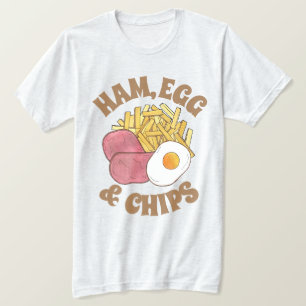 Ham Egg and Chips British Cuisine Pub Cooking T-Shirt