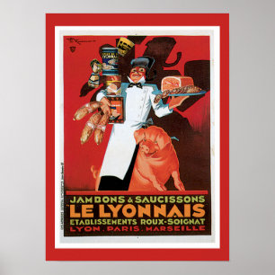 Ham French Food Vintag Poster