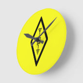 HAM-Funkoperator-Symbol International Gelb Runde Wanduhr (Winkel)