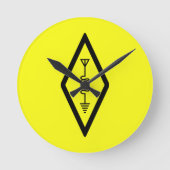 HAM-Funkoperator-Symbol International Gelb Runde Wanduhr (Vorderseite)