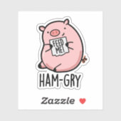 Ham-gry Funny Animal Pig Pun Aufkleber (Blatt)