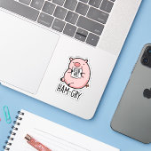 Ham-gry Funny Animal Pig Pun Aufkleber (Laptop mit iPhone)