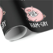 Ham gry Funny Animal Pig Pun Dark BG Geschenkpapier (Rolleneckpunkt)