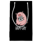Ham gry Funny Animal Pig Pun Dark BG Kleine Geschenktüte (Vorderseite)