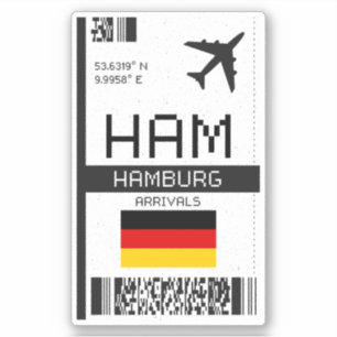 HAM Hamburg Boarding Pass - Deutschland Reisen Aufkleber