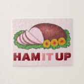 HAM IT UP Pink Holiday Ham Funny Christmas Puzzle (Horizontal)
