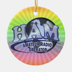 HAM LOGO BLUE AMATEUR RADIO OPERATOR KERAMIK ORNAMENT
