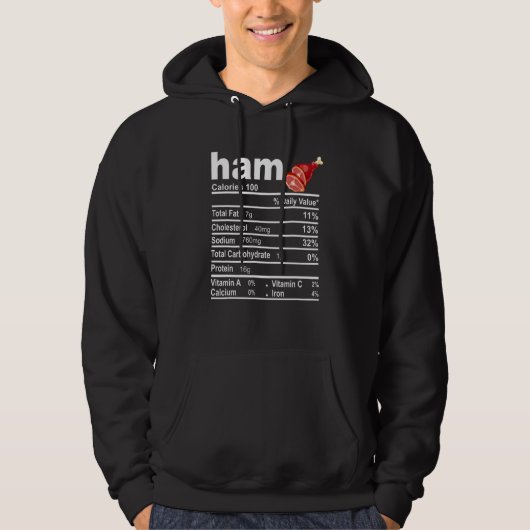 Ham Nutrition Facts Food Erntedank Weihnachten Hoodie (Vorderseite)