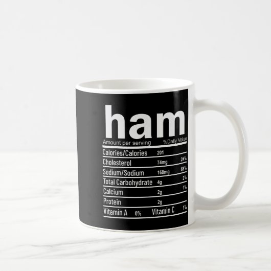 Ham Nutrition Facts Funny Thanksgiving Christmas F Kaffeetasse (Rechts)