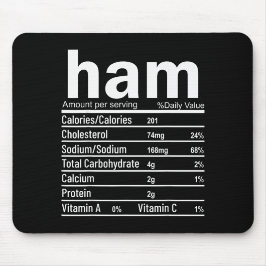 Ham Nutrition Facts Funny Thanksgiving Christmas F Mousepad (Vorne)