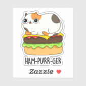 Ham-Purr-Ger Funny Cat Hamburger Pun Aufkleber (Blatt)