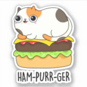 Ham-Purr-Ger Funny Cat Hamburger Pun Aufkleber (Vorderseite)