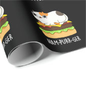 Ham-Purr-Ger Funny Cat Hamburger Pun Dark BG Geschenkpapier (Rolleneckpunkt)