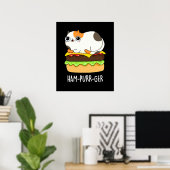 Ham-Purr-Ger Funny Cat Hamburger Pun Dark BG Poster (Heimbüro)