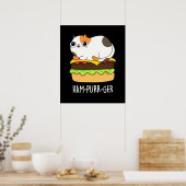 Ham-Purr-Ger Funny Cat Hamburger Pun Dark BG Poster (Küche)