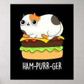 Ham-Purr-Ger Funny Cat Hamburger Pun Dark BG Poster (Vorne)