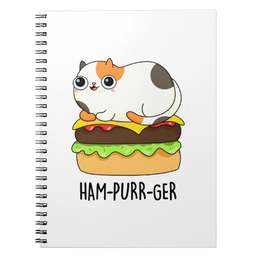 Ham-Purr-Ger Funny Cat Hamburger Pun Notizblock (Vorderseite)