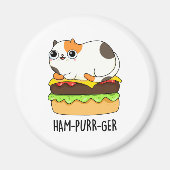 Ham-Purr-Ger Funny Kitty Cat Hamburger Pun Magnet (Vorne)