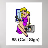 Ham Radio Blonde Button-up Girl Poster Anpassen! (Vorne)