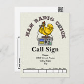 Ham Radio Chick QSL Card Postkarte (Vorne/Hinten)