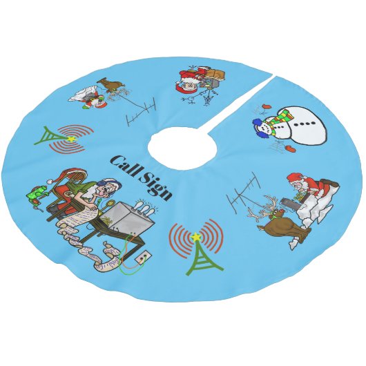 Ham Radio Christmas Tree Skirt Polyester Weihnachtsbaumdecke (Schrägansicht)