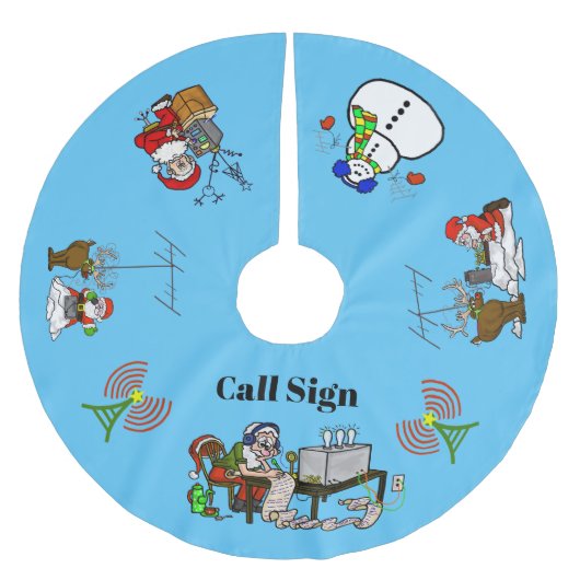 Ham Radio Christmas Tree Skirt Polyester Weihnachtsbaumdecke (Vorderseite)