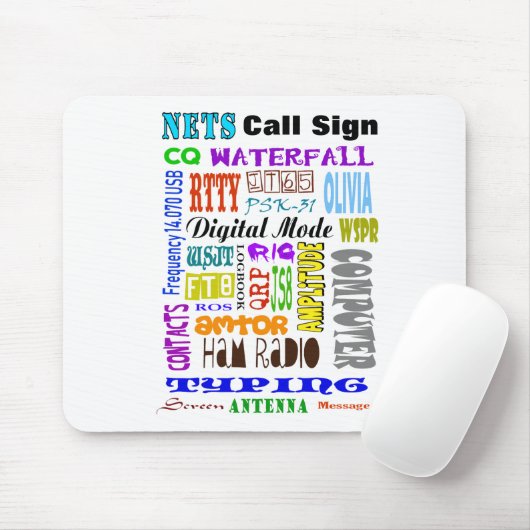 Ham Radio Digital Word Collage Mouse Pad Mousepad (Mit Mouse)