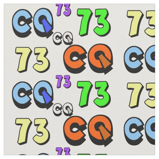 Ham Radio Fabric 73 und CQ Stoff (Nahaufnahme)