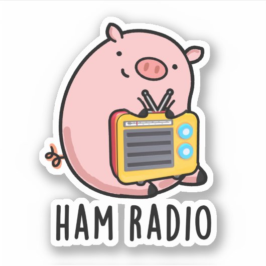Ham Radio Funny Pig Pun Aufkleber (Vorderseite)