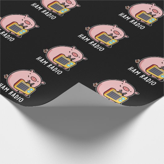 Ham Radio Funny Pig Pun Dark BG Geschenkpapier (Ecke)