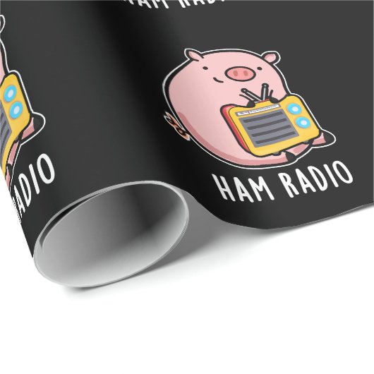 Ham Radio Funny Pig Pun Dark BG Geschenkpapier (Rolleneckpunkt)