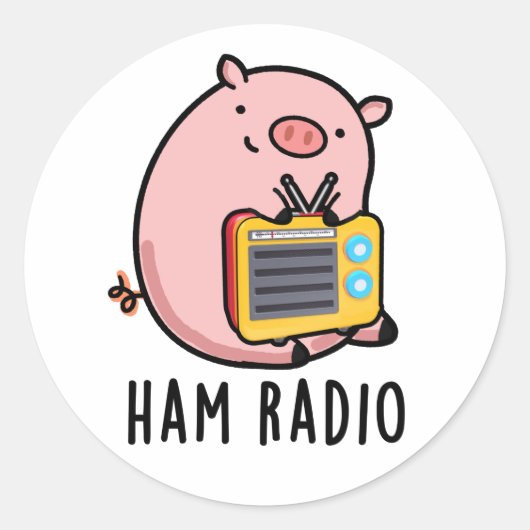 Ham Radio Funny Pig Pun Runder Aufkleber (Vorderseite)