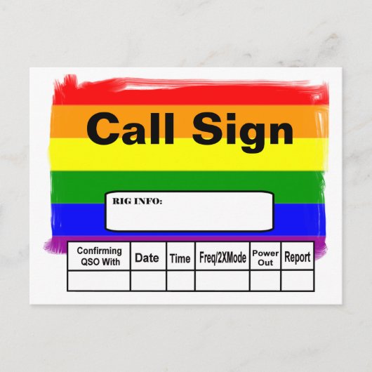 Ham Radio Gay Pride Rainbow Flag QSL-Karte Postkarte (Vorderseite)