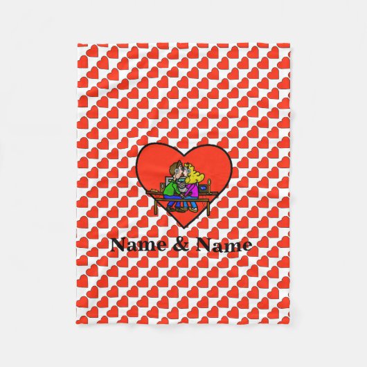 Ham Radio Kissing Couple Fleece Blanket individual (Vorderseite)