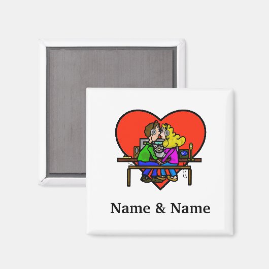 Ham Radio Kissing Couple Magnet (Vorderseite/Rückseite)