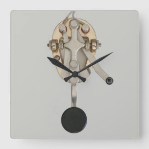 Ham Radio Morse Code Keyer Wall Clock Quadratische Wanduhr