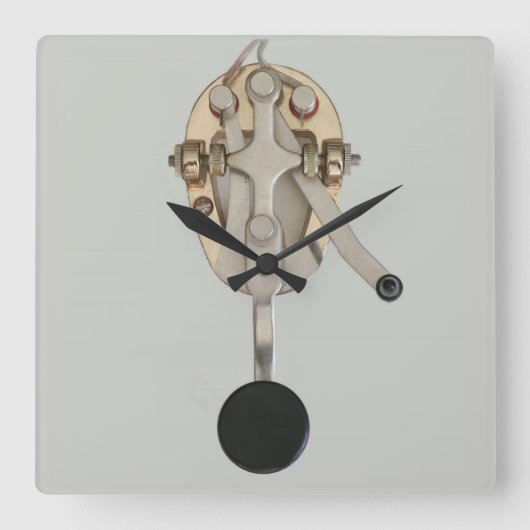 Ham Radio Morse Code Keyer Wall Clock Quadratische Wanduhr (Vorderseite)
