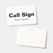 Ham Radio Name Tag Ausweis (Vorder- & Rückseite)