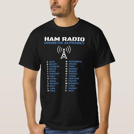 Ham Radio NATO Phonetic Alphabet Design T-Shirt (Vorderseite)