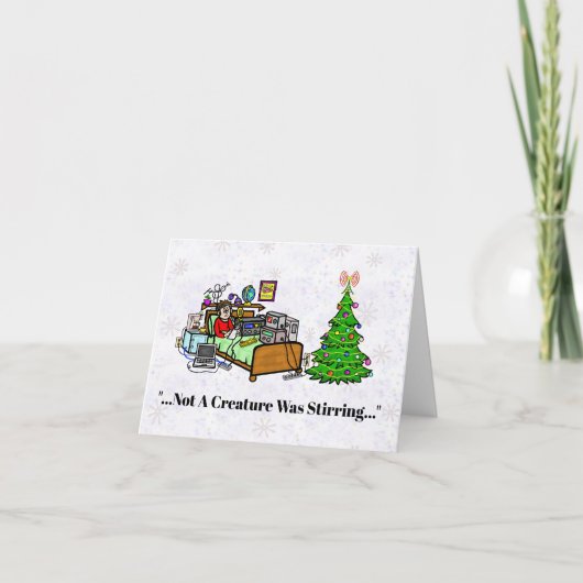 Ham Radio Operator in Bed Christmas Card Karte (Vorderseite)