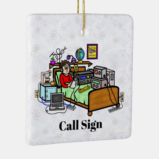 Ham Radio Operator in Bed Christmas Ornament (Rechts)