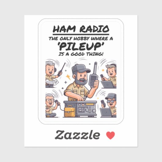 Ham Radio Operator Playful Cartoons Funny Hobby Aufkleber (Blatt)