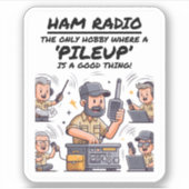 Ham Radio Operator Playful Cartoons Funny Hobby Aufkleber (Vorderseite)