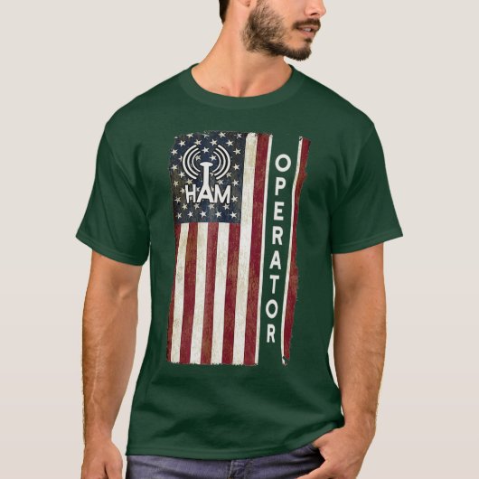 Ham Radio Operator Shirt 4. Juli Amerikanische Fla (Vorderseite)