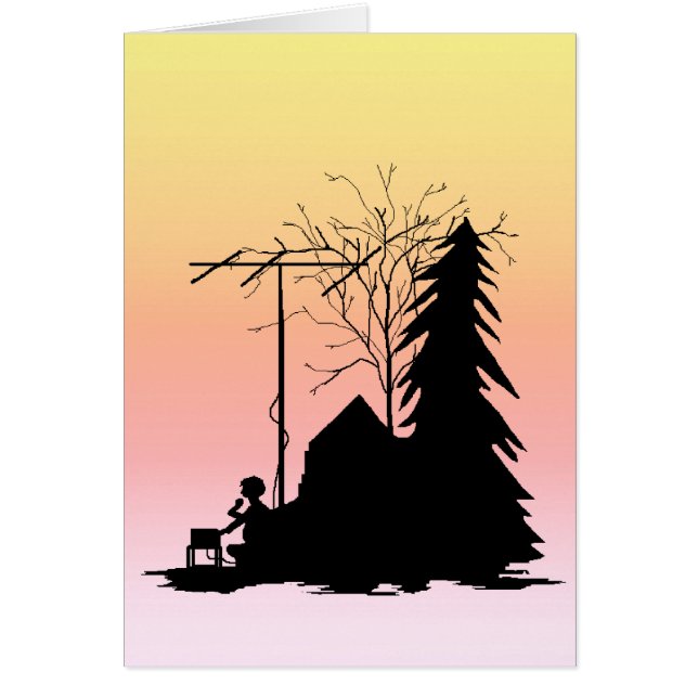 Ham Radio Operator Sunset Silhouette Card (Vorne)